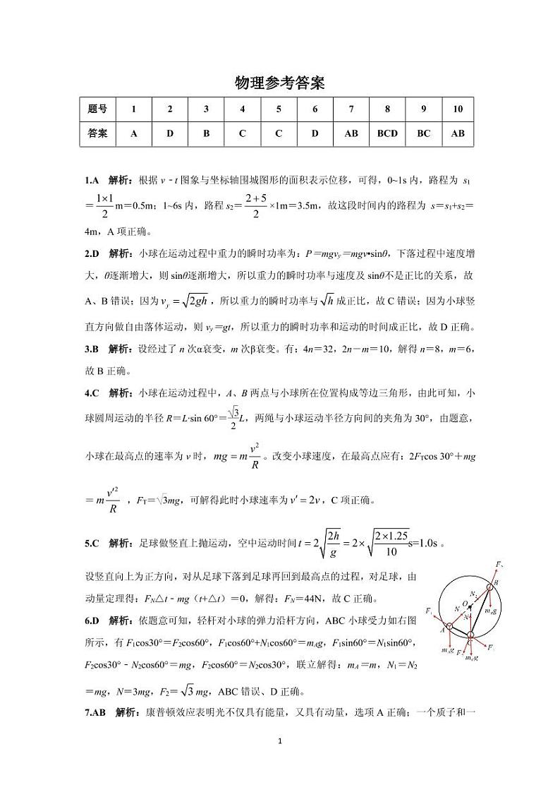 物理参考答案第1页