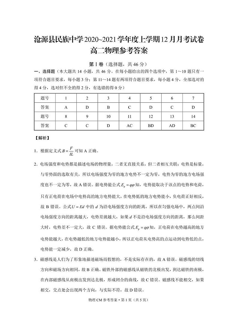2021临沧沧源县民族中学高二12月月考物理试题PDF版含答案01