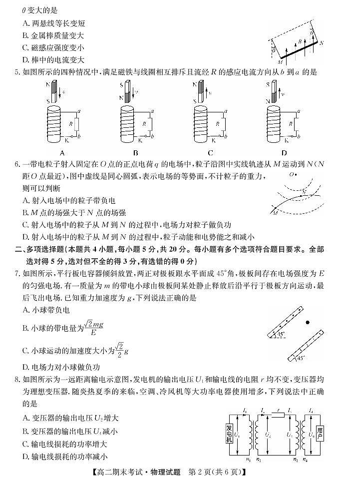 2021荆州监利县高二上学期期末考试物理试题（可编辑）PDF版含答案02