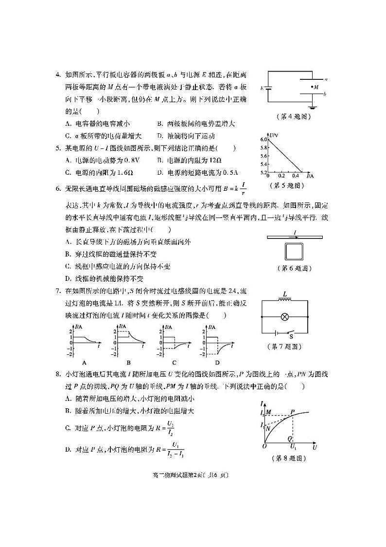 2021渭南大荔县高二上学期期末考试物理试题PDF版含答案02