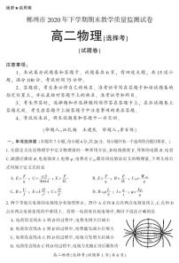 2021郴州高二上学期期末考试物理（选）试题PDF版含答案