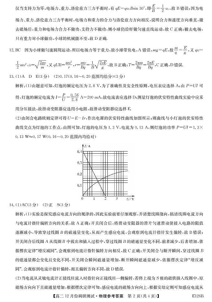 山西省运城市高中联合体2020-2021学年高二上学期12月阶段性测试物理答案第2页