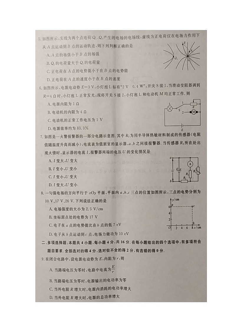 邯郸市联盟校2020——2021学年度第一学期期中考试高二物理试题第2页
