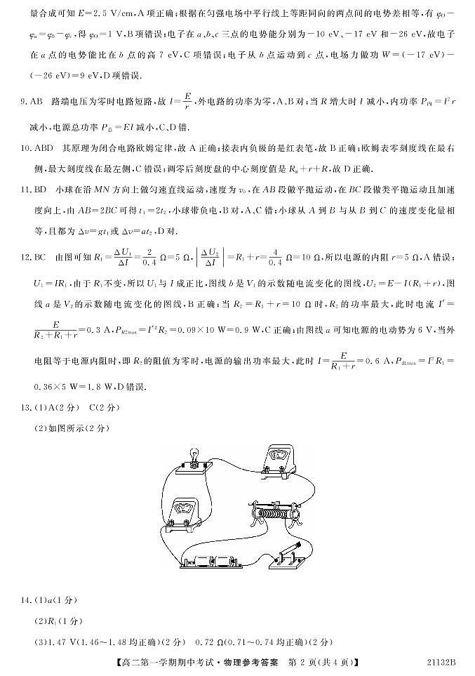 高二物理答案第2页
