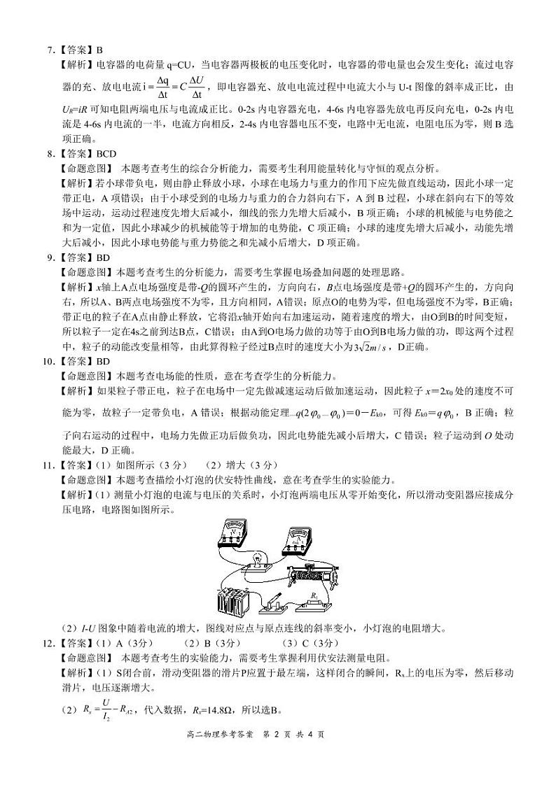 全国百强名校“领军考试”2020-2021学年上学期10月高二物理详细答案第2页