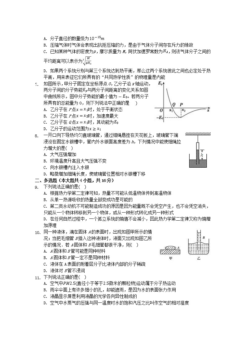 2020佛山一中高二下学期第一次段考试题物理（选考）含答案02