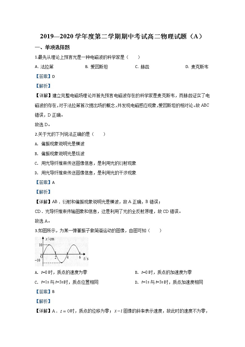 2020【KS5U解析】菏泽高二下学期期中考试物理试题含解析第1页