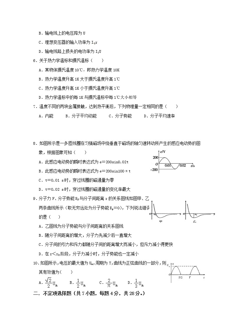 2020江苏省大丰区新丰中学高二上学期期末考试物理试题含答案第2页