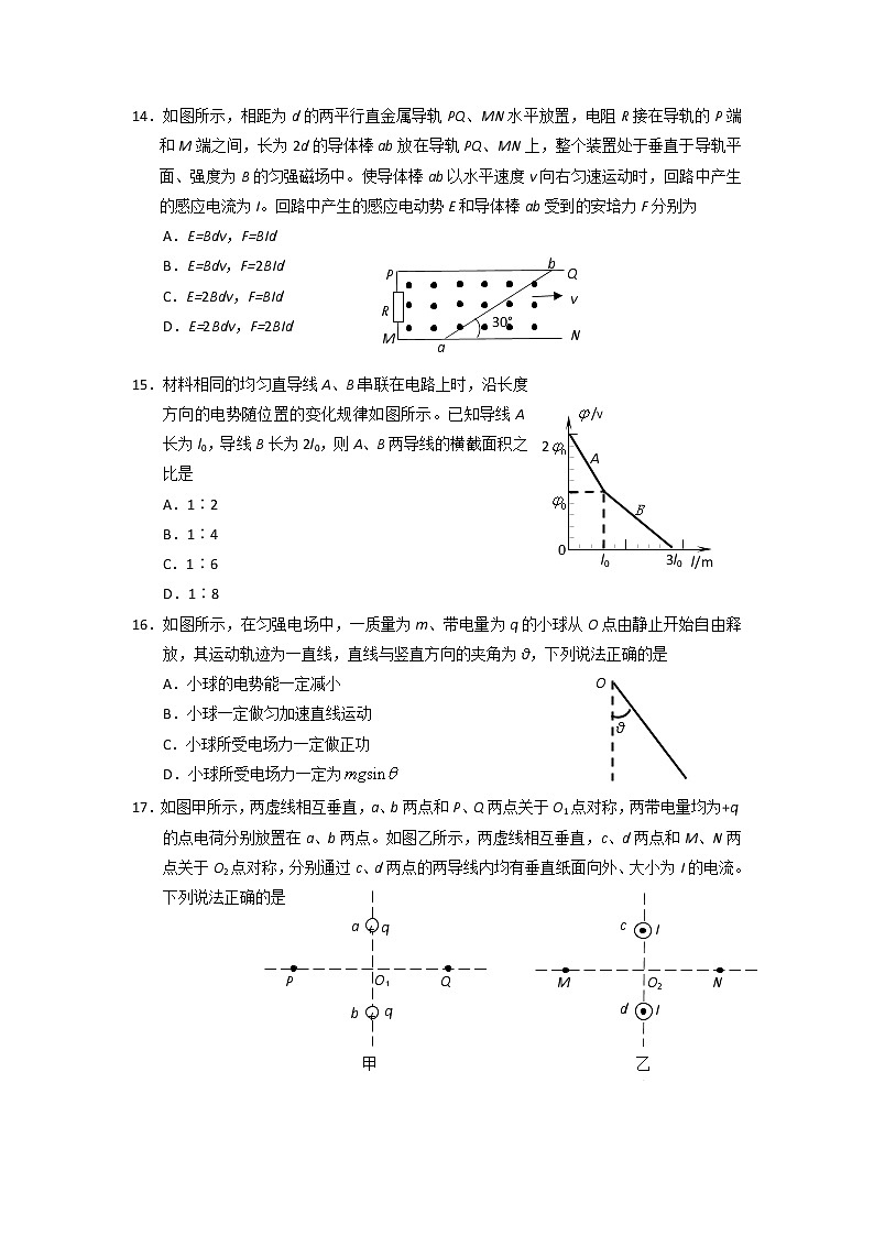 2020眉山高二上学期期末考试物理试题含答案01