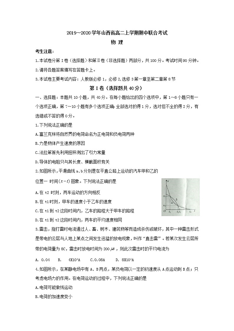 2020山西省高二上学期期中考试物理含答案byfeng01