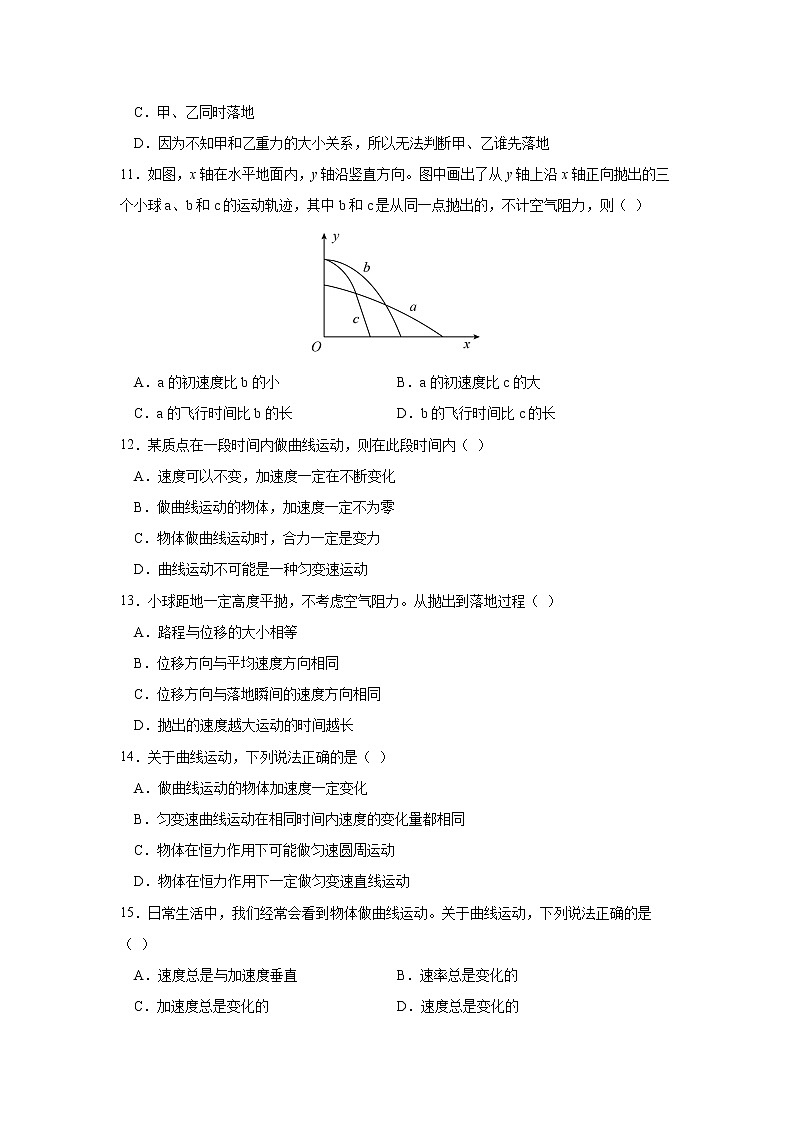 2021中山二中高一4月月考物理试题（历史班）含答案第3页