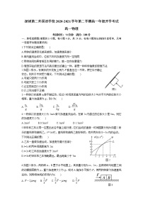 2021深圳第二外国语学校高一下学期开学考试物理试题含答案