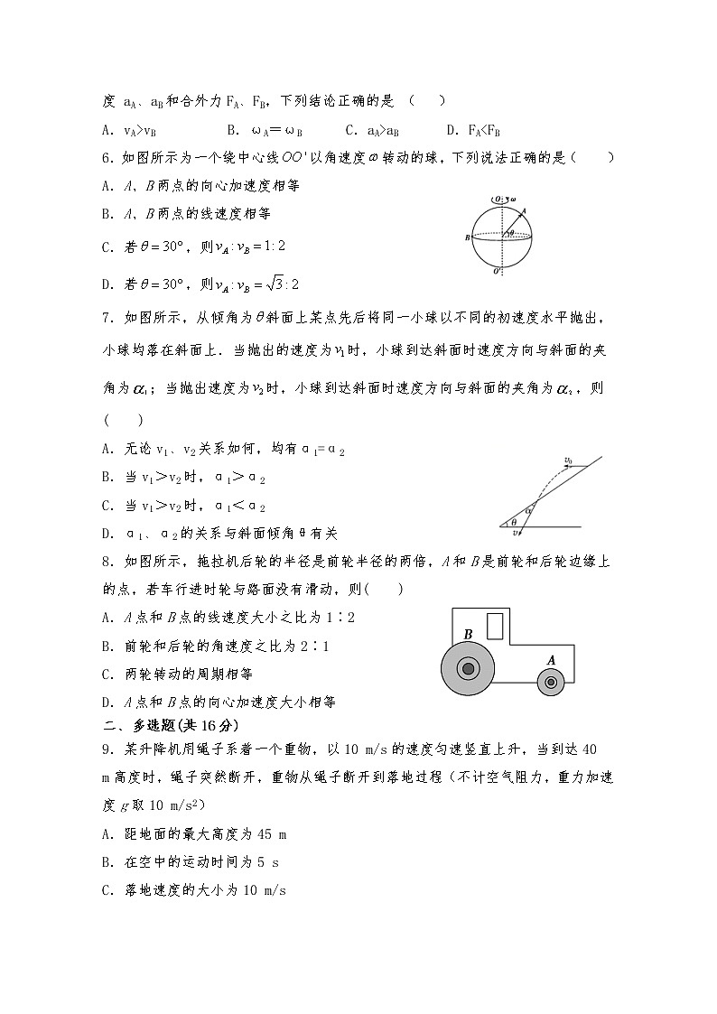 2020贵州省思南中学高一下学期期中考试物理试题含答案第2页