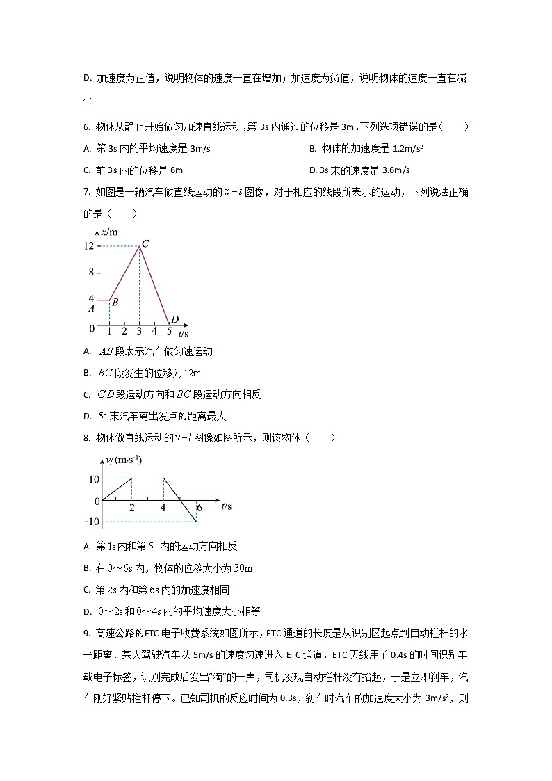 2022-2023学年江苏省阜宁中学高一上学期第一阶段调研考试物理试卷第2页