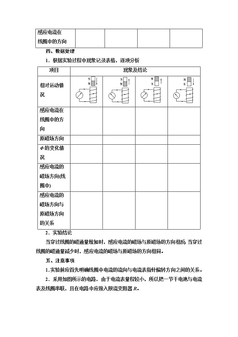 鲁科版高中物理选择性必修第二册第2章第1节科学探究：感应电流的方向(第1课时)学案第2页