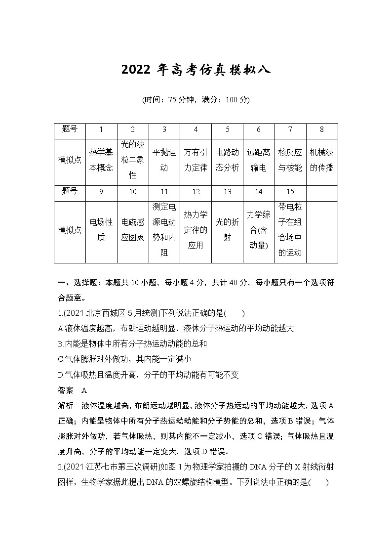 2022年高考仿真模拟八第1页