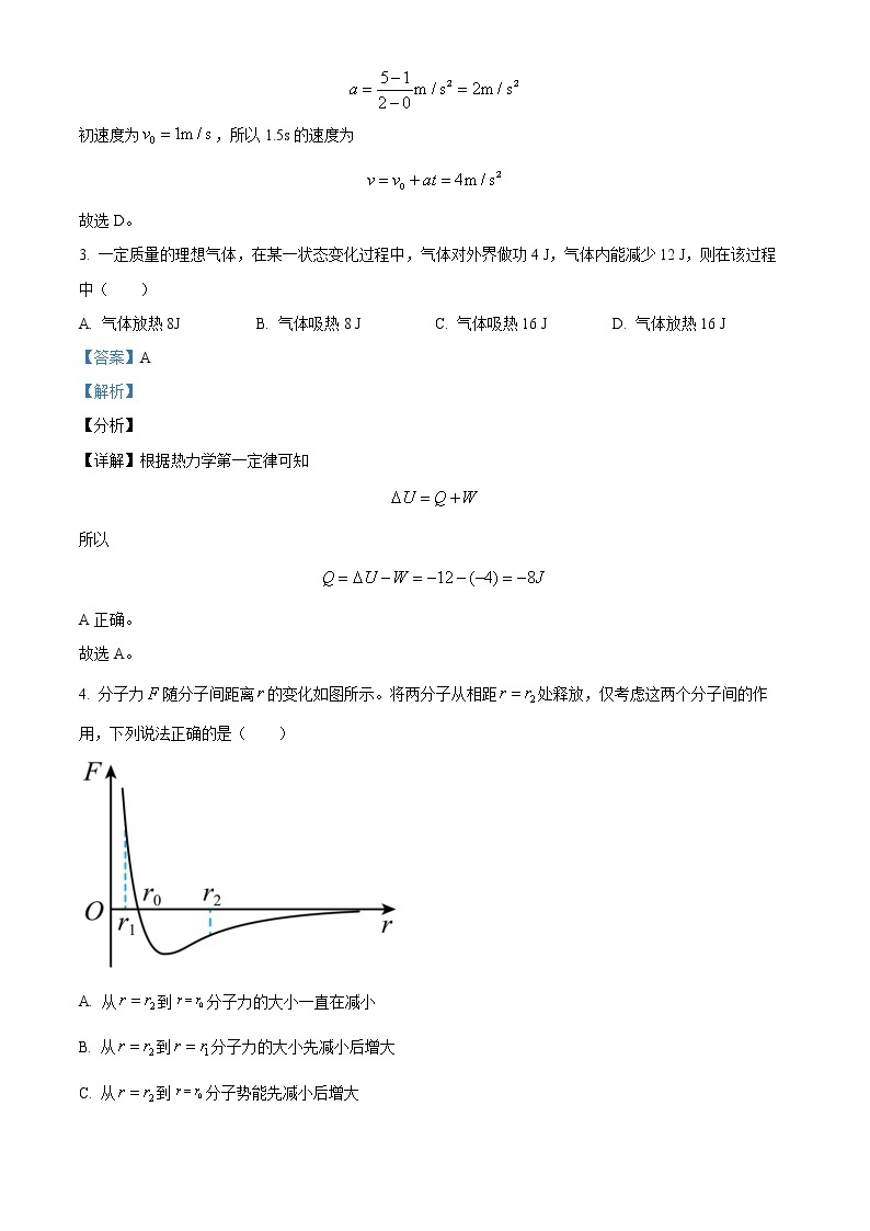 2023天津武清区黄花店中学高三上学期第一次月考物理试题含解析02