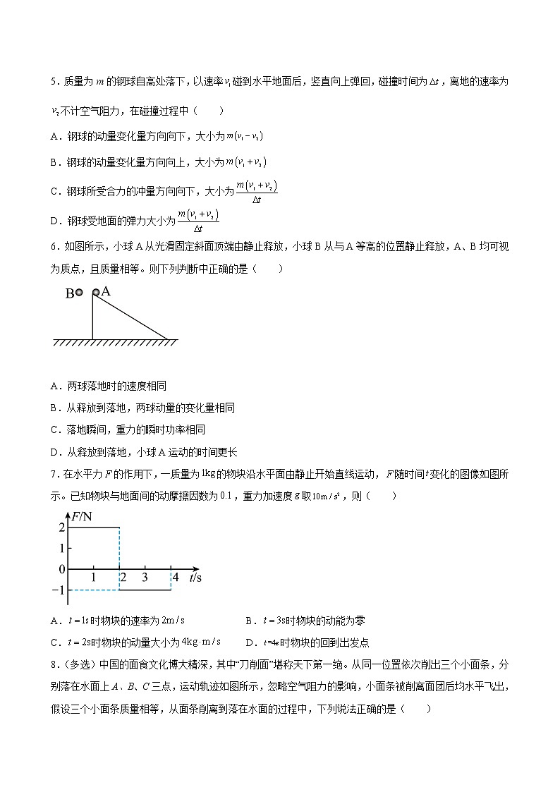 【培优分级练】高中物理(人教版2019)选修第一册 1.1《动量》培优分阶练（原卷版）第2页
