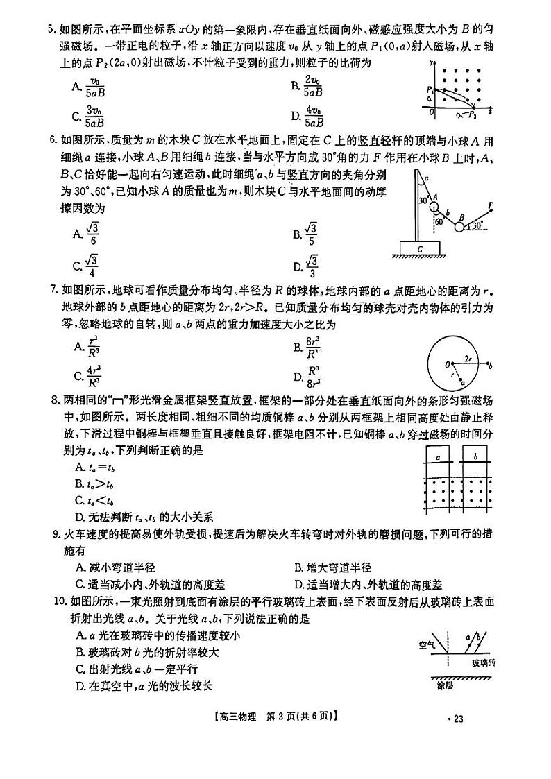 2023山西省高三上学期10月联考物理试题PDF版含答案02