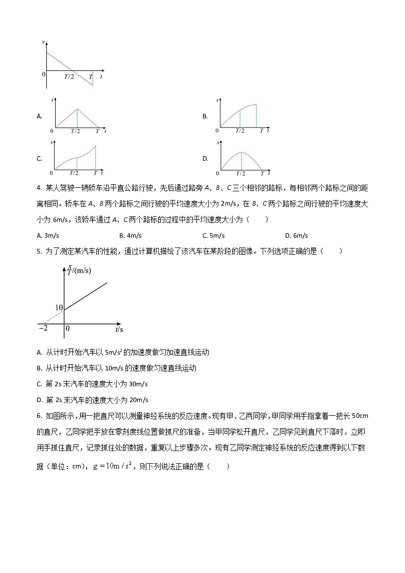 2023青岛第五十八中学高一上学期10月月考物理试题含解析第2页