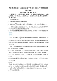 2022-2023学年吉林省吉林市第一中学高二上学期期中调研测试物理试题（解析版）