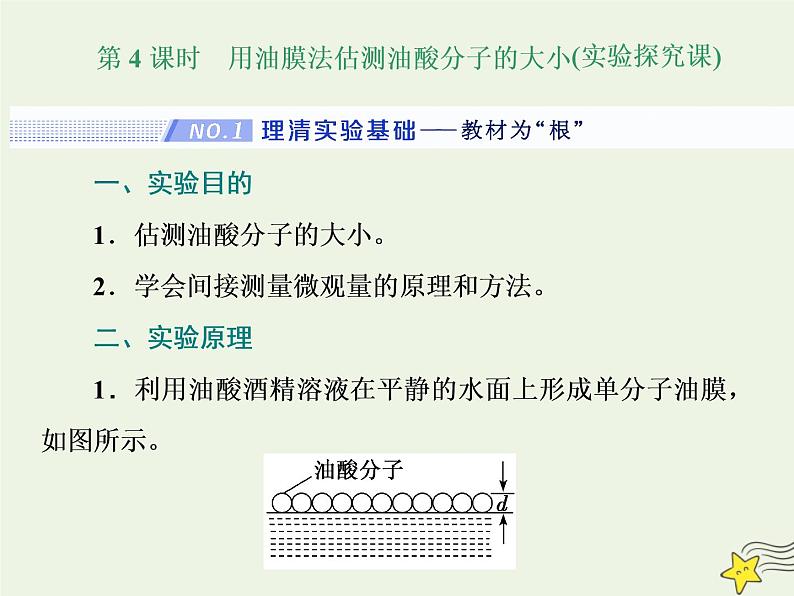 高考物理一轮复习第13章热学第4课时用油膜法估测油酸分子的大小课件01