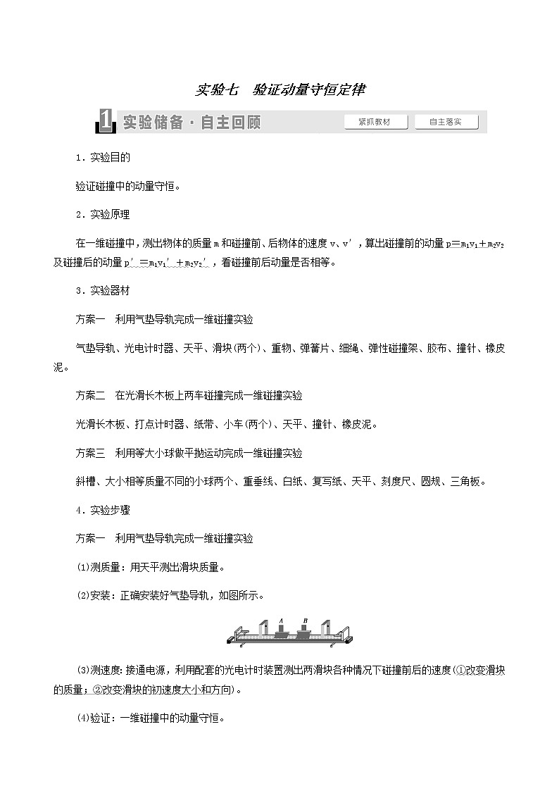 高考物理一轮复习第6章动量实验7验证动量守恒定律学案第1页