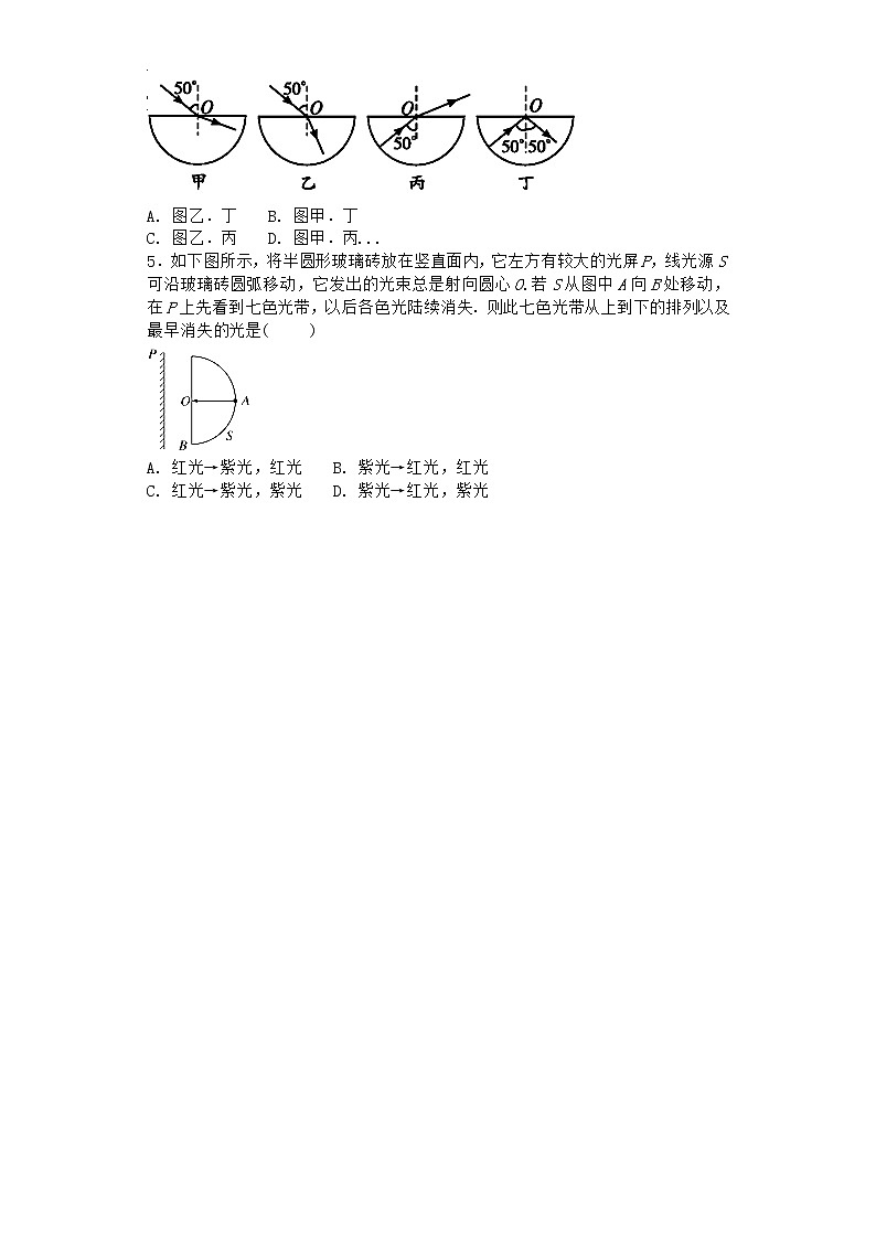 物理沪科版选择性必修第一册第1节 光的折射优质作业第2页