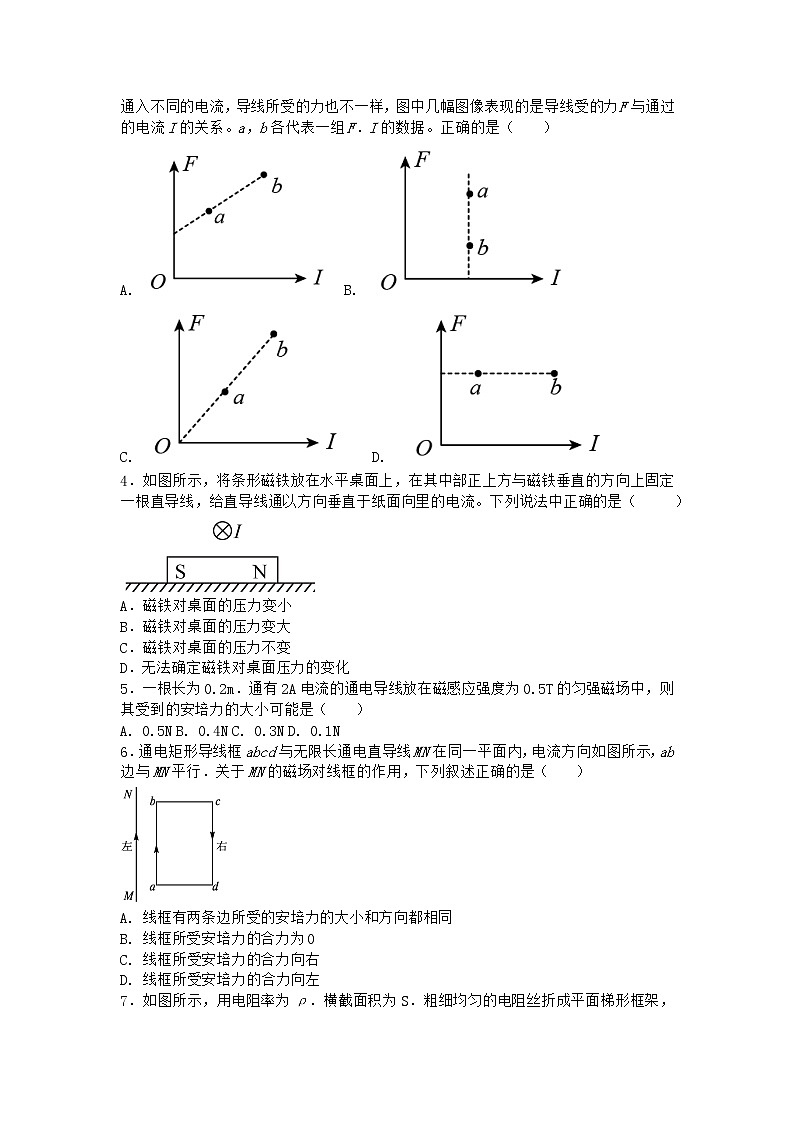 物理沪科版选择性必修第二册第1节 安培力作业(3)(2)第2页