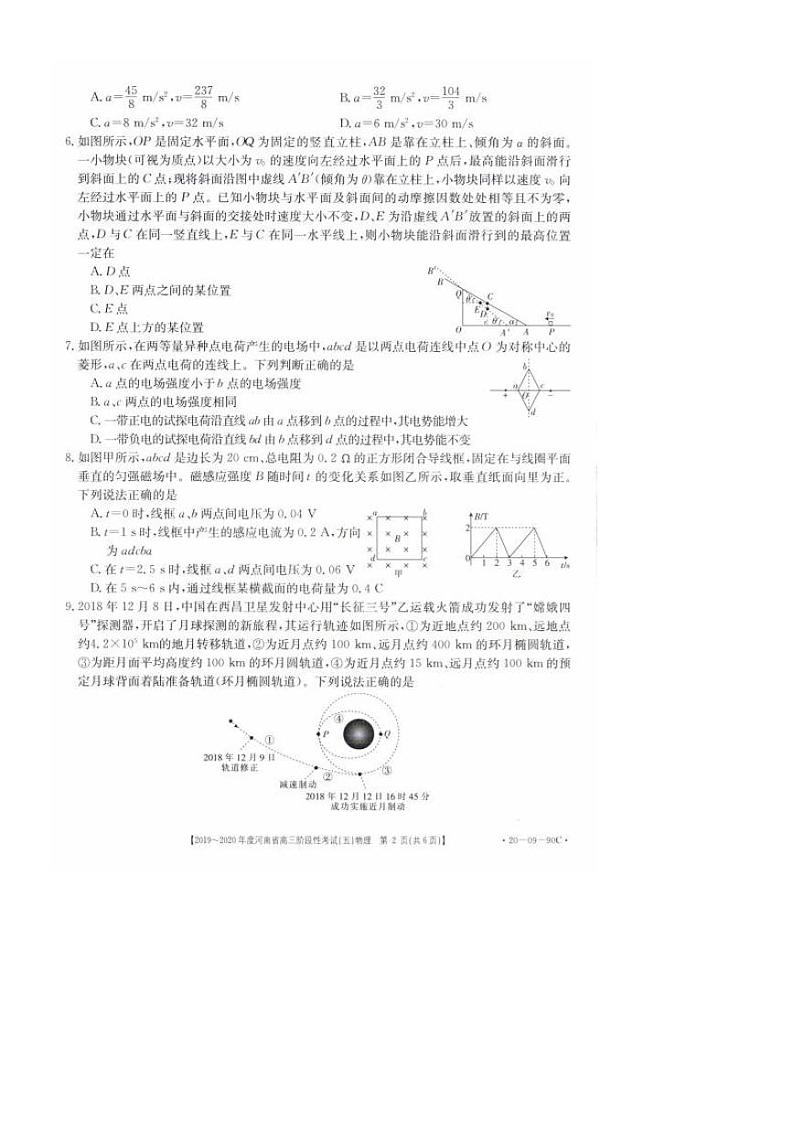 2020届河南省高三上学期阶段性考试（五）物理试题 PDF版02