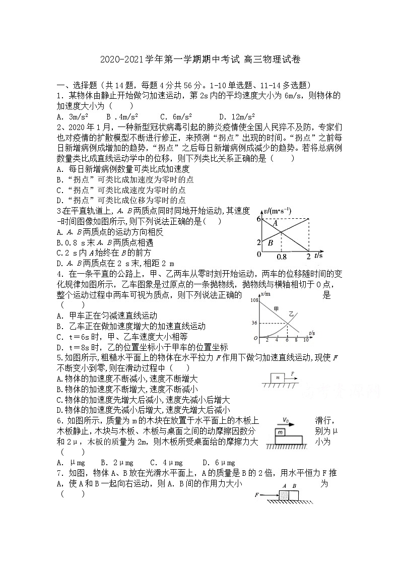 2021内蒙古化德一中高三上学期期中考试物理试卷含答案01