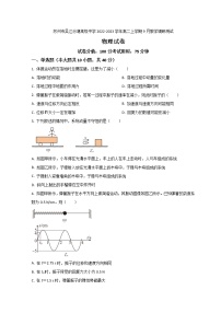 2022-2023学年江苏省苏州市吴江汾湖高级中学高二上学期9月教学调研测试物理试题 解析版