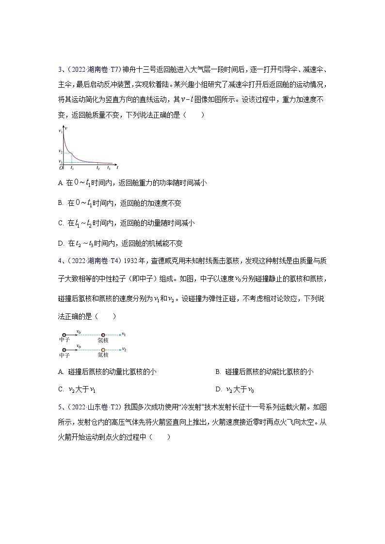 【2018-2022高考真题】高考物理五年真题汇编——专题16《动量》（原卷版）（全国卷地区通用）第2页