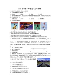 浙江省玉环市玉城中学2022-2023学年高一物理上学期第一次月考试题（Word版附答案）