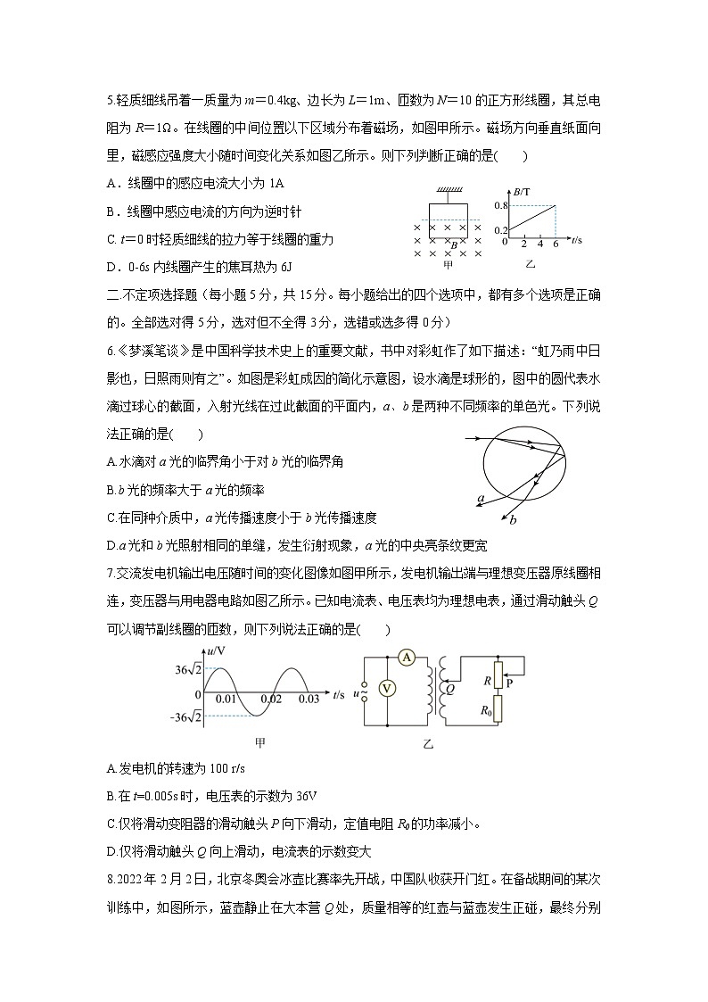 2021-2022学年天津市五校联考高二下学期期末学习成果认定物理试题（Word版）第2页