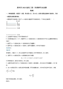 2022-2023学年广东省惠州市高三上学期第二次调研考试 物理（解析版）