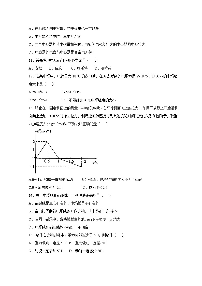 山东师范大学附属中学2022-2023学年高二上学期期中学业水平测试物理试题（A）含答案第3页