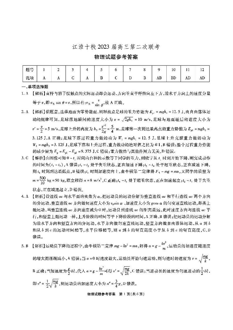 江淮十校-物理答案和解析第1页