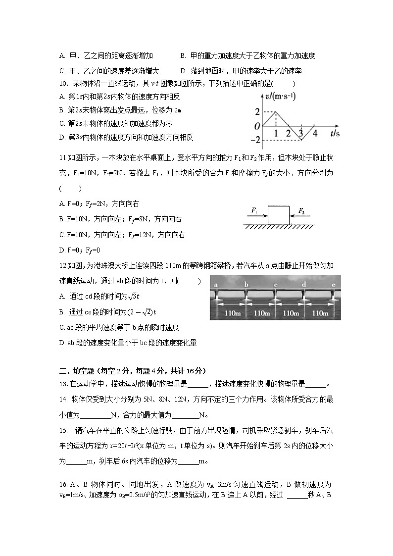 上海市华东师范大学第三附属中学2022-2023学年高一上学期期中考试物理试题第3页