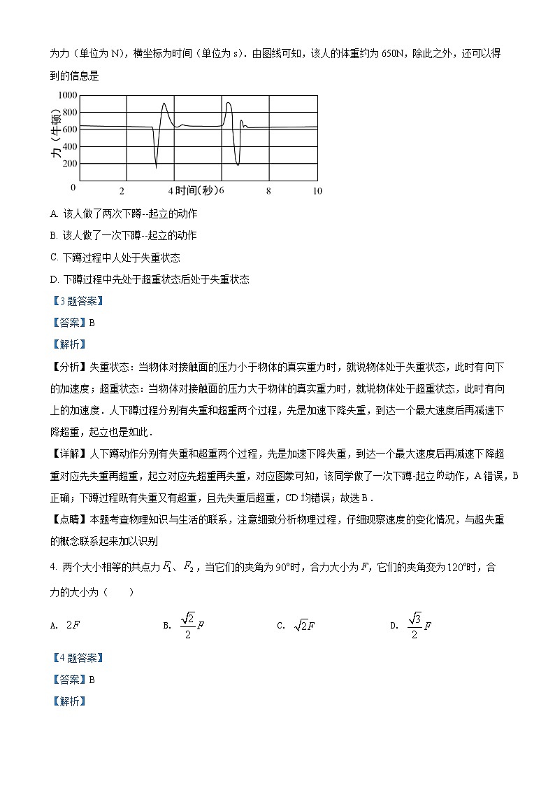精品解析：黑龙江省佳木斯市汤原县高级中学2021-2022学年高一（上）期末物理试题02