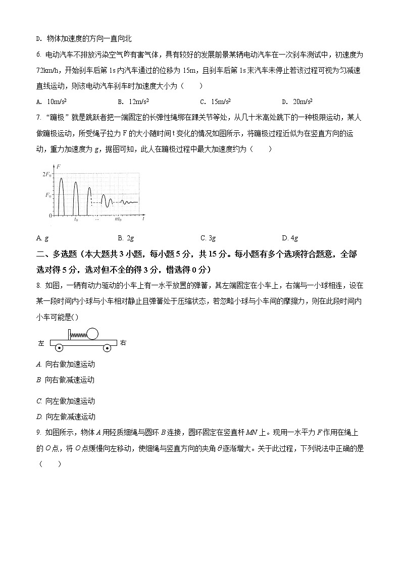 精品解析：湖南省娄底市新化县2021-2022学年高一（上）期末物理试题02