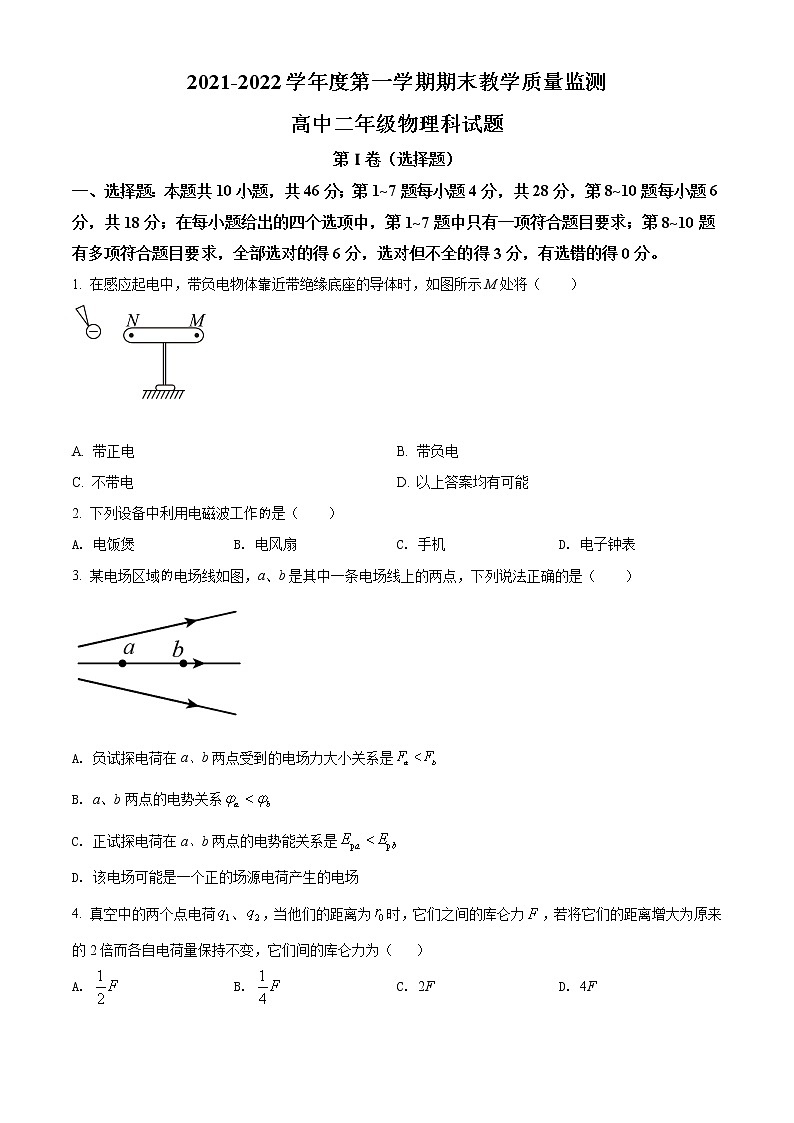 精品解析：广东省揭阳市揭东区2021-2022学年高二（上）期末物理试题（原卷版）第1页