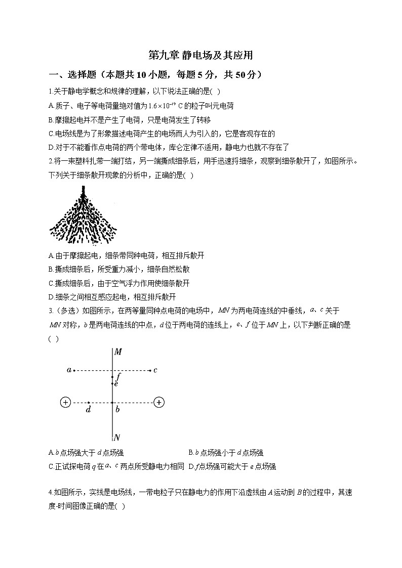2022-2023学年人教版必修第三册 第九章 静电场及其应用 单元测试2第1页