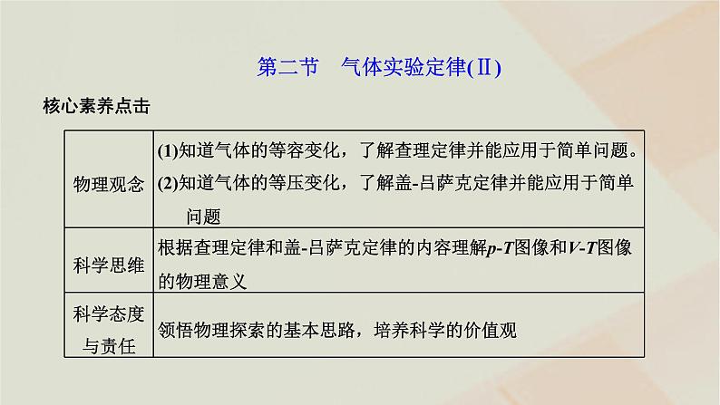 粤教版高中物理选择性必修第三册第二章气体液体和固体第二节气体实验定律Ⅱ课件01