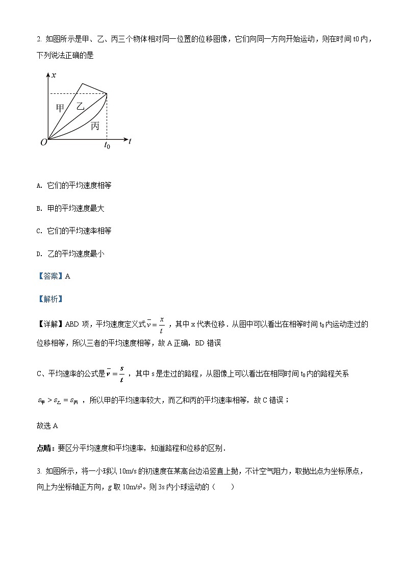 2021-2022学年湖南省长沙市湖南师范大学附属中学高一（下）入学考试物理试题含解析02