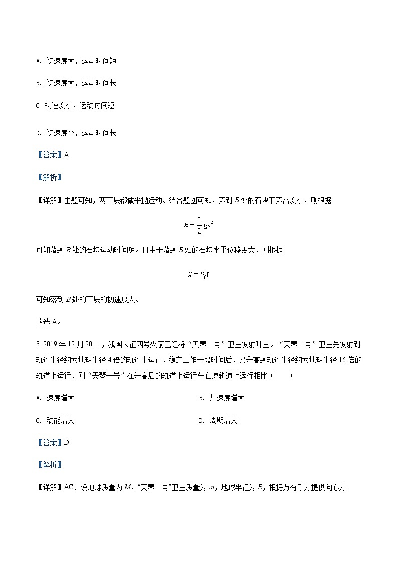 2021-2022学年黑龙江省大庆市大庆中学高一（下）期中物理试题含解析第2页