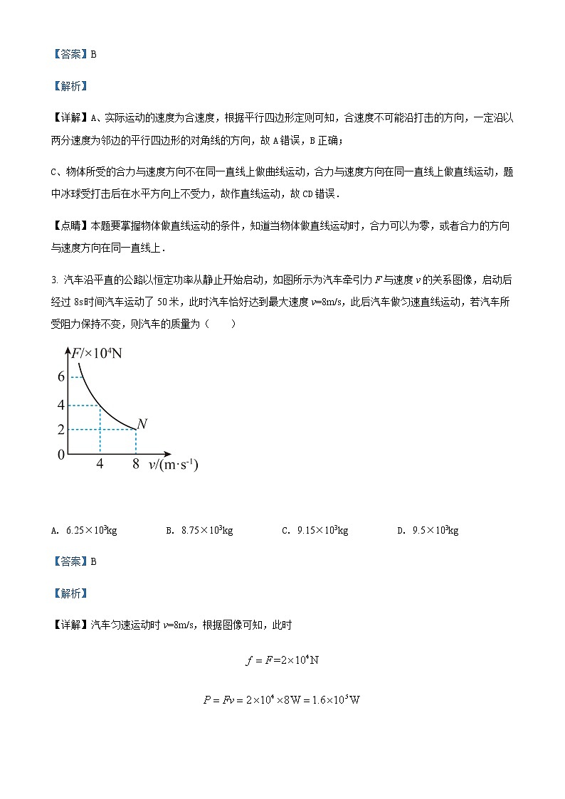 2021-2022学年浙江省台州市书生中学高一（下）第三次月考物理试题含解析第2页