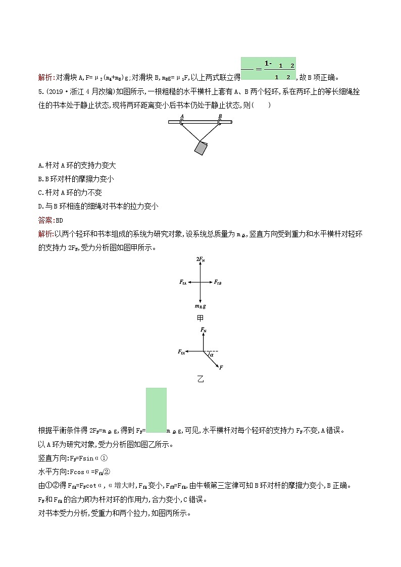人教版高考物理二轮复习专题能力训练1力与物体的平衡含答案03