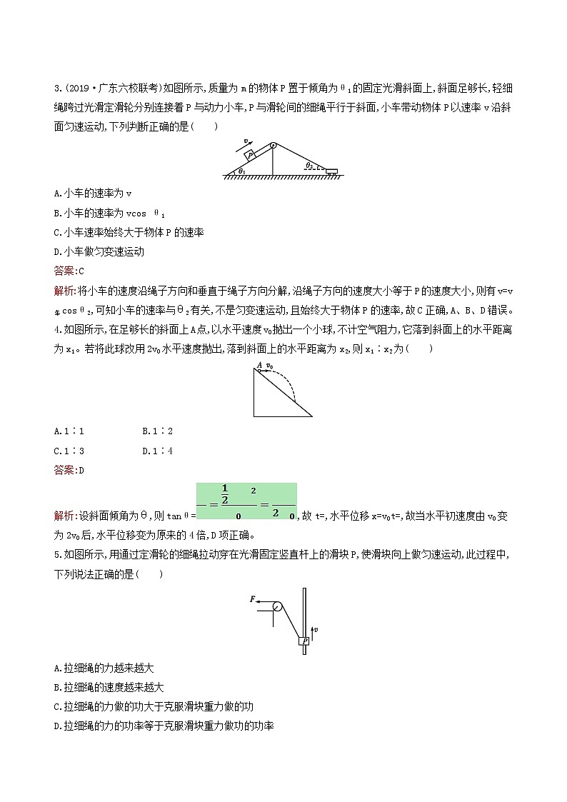 人教版高考物理二轮复习专题能力训练3力与物体的曲线运动含答案02