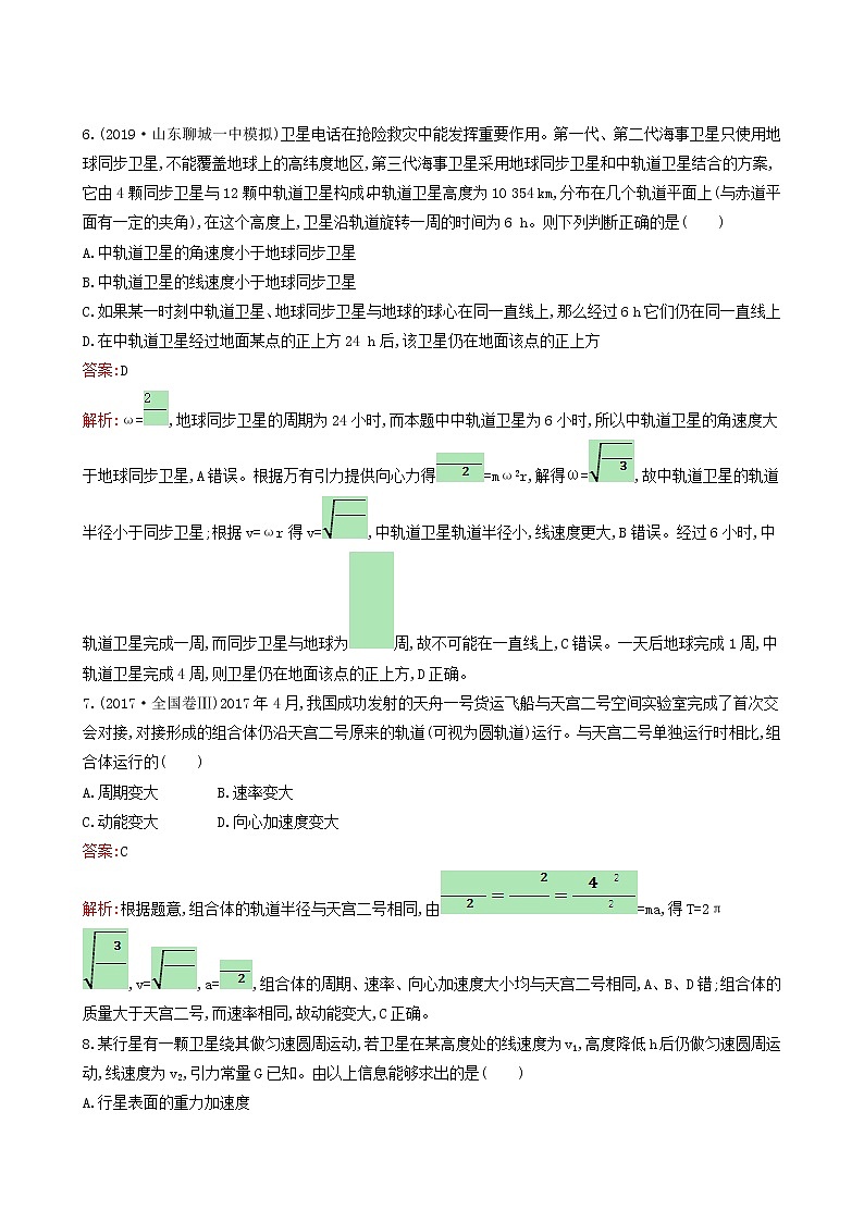 人教版高考物理二轮复习专题能力训练4万有引力与航天含答案第3页